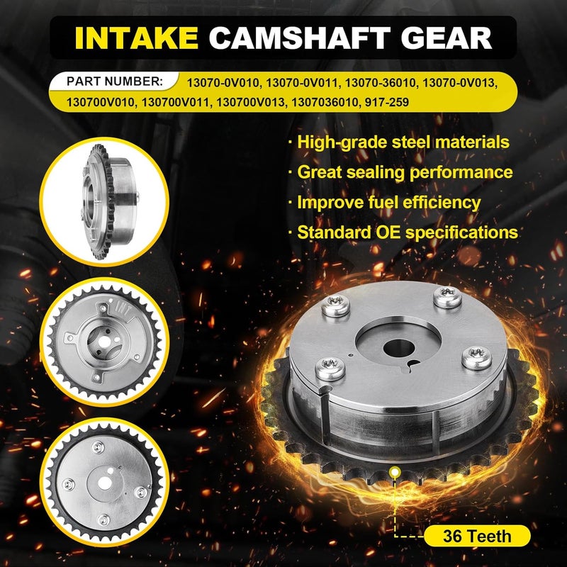 YEHERIT Intake & Exhaust Timing Camshaft Sprocket VVT Gear Compatible with 2009-2012 Toyota RAV4 Camry 2.5L, Highlander Sienna Venza 2.7L Replace# 917-258, 917-259, 13050-0V011, 13050-36010, 13070-0V011 - Image 4